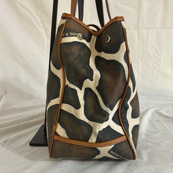 VTG DOONEY AND BOURKE GIRAFFE ANIMAL PRINT CANVAS/LEATHER TOTE SHOULDER BAG - Picture 5 of 14